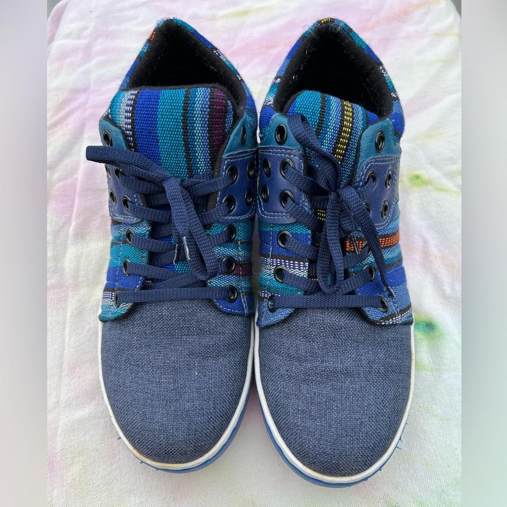 Blue Tweed Multicolor Shoes Sneakers